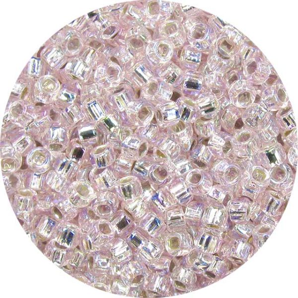 8/0 Japanese Seed Bead, Silver Lined Light Rose AB