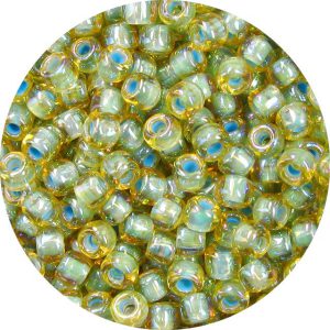 8/0 Japanese Seed Bead, Aqua Green Lined Topaz AB