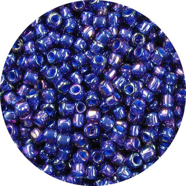 8/0 Japanese Seed Bead, Denim Blue Lined Amethyst AB