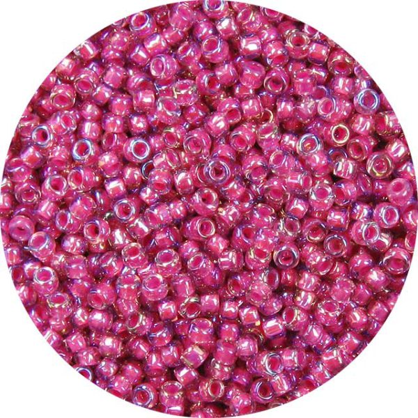8/0 Japanese Seed Bead, Dark Pink Lined Rose AB