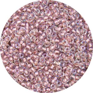 8/0 Japanese Seed Bead, Metallic Pink Lined Light Black Diamond AB