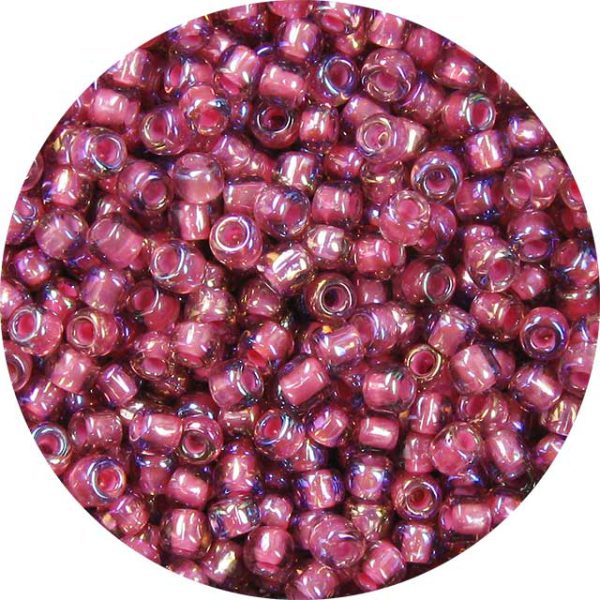 8/0 Japanese Seed Bead, Pink Lined Amethyst AB