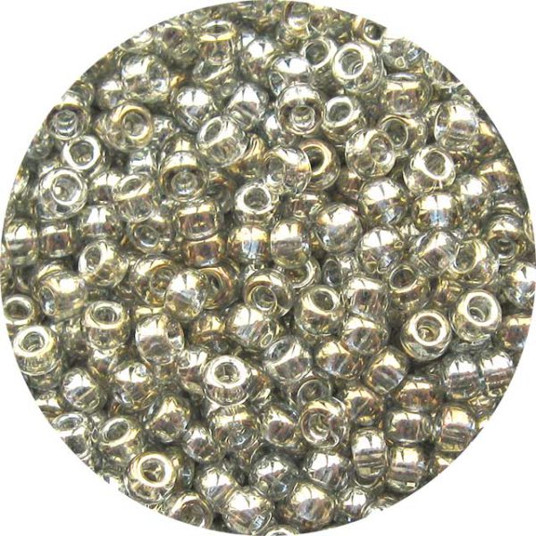 8/0 Japanese Seed Bead, Transparent Light Black Diamond Gold Luster
