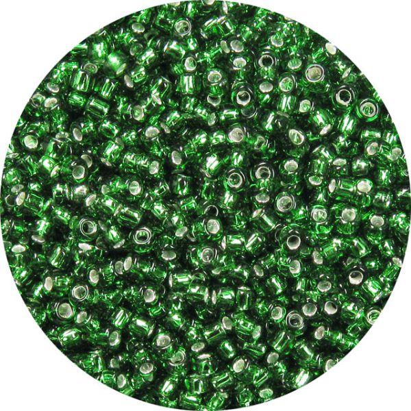 8/0 Japanese Seed Bead, Silver Lined Kelly Green