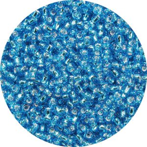8/0 Japanese Seed Bead, Silver Lined Aqua Blue