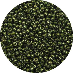 8/0 Japanese Seed Bead, Metallic Khaki Green