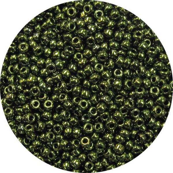 8/0 Japanese Seed Bead, Metallic Khaki Green