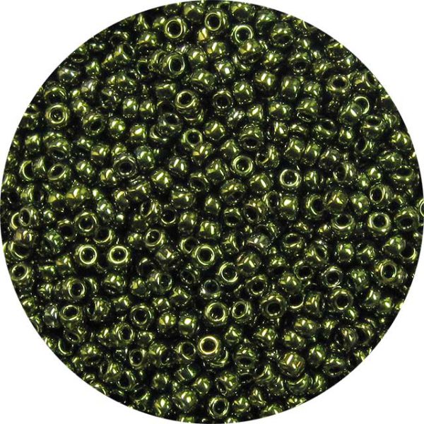 8/0 Japanese Seed Bead, Metallic Khaki Green