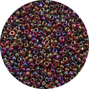 8/0 Japanese Seed Bead, Black Lined Ruby AB