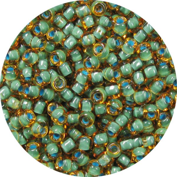 8/0 Japanese Seed Bead, Seafoam Lined Dark Topaz