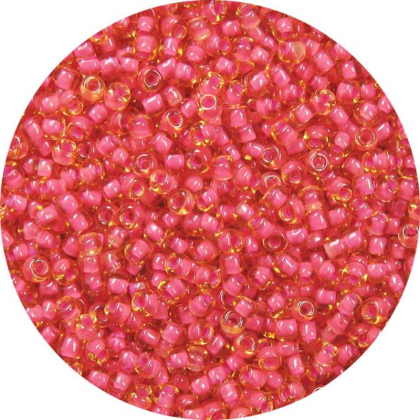 8/0 Japanese Seed Bead, Pink Lined Dark Topaz
