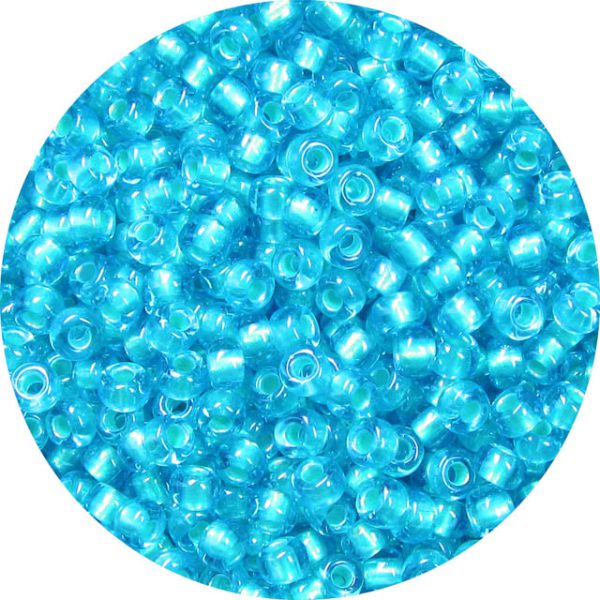 8/0 Japanese Seed Bead, Metallic Teal Lined Aqua Blue