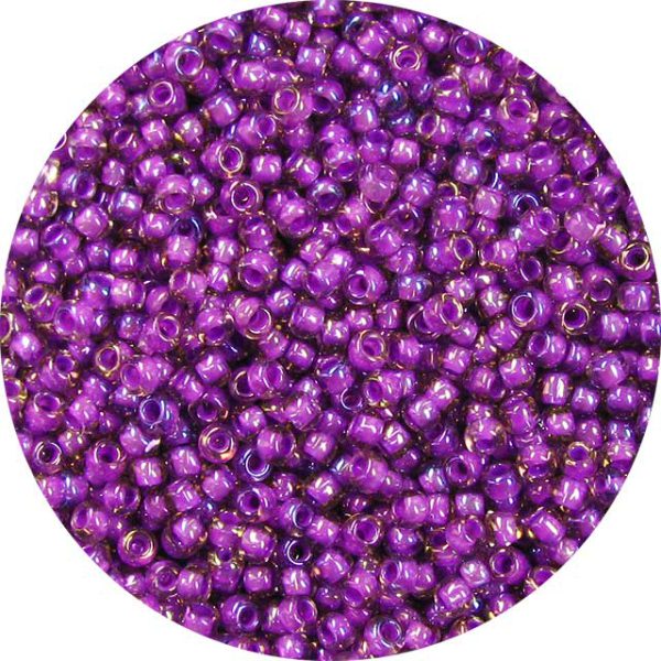 8/0 Japanese Seed Bead, Fuchsia Lined Dark Topaz AB