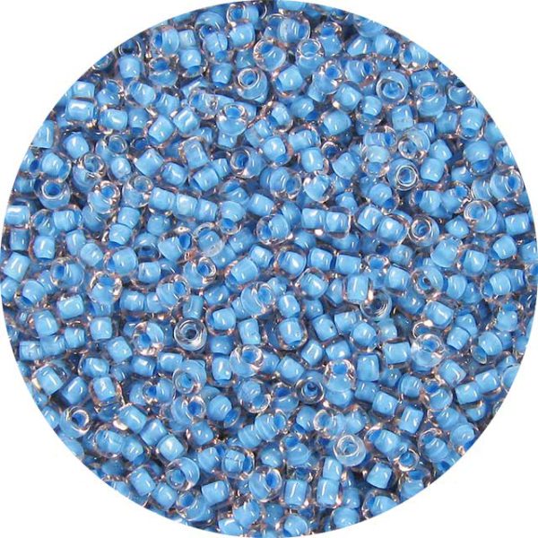 8/0 Japanese Seed Bead, Baby Blue Lined Light Rose