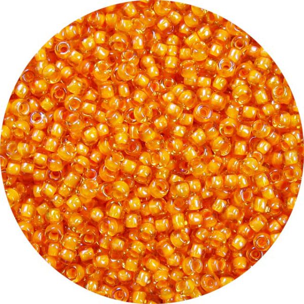 8/0 Japanese Seed Bead, Orange Lined Jonquil AB