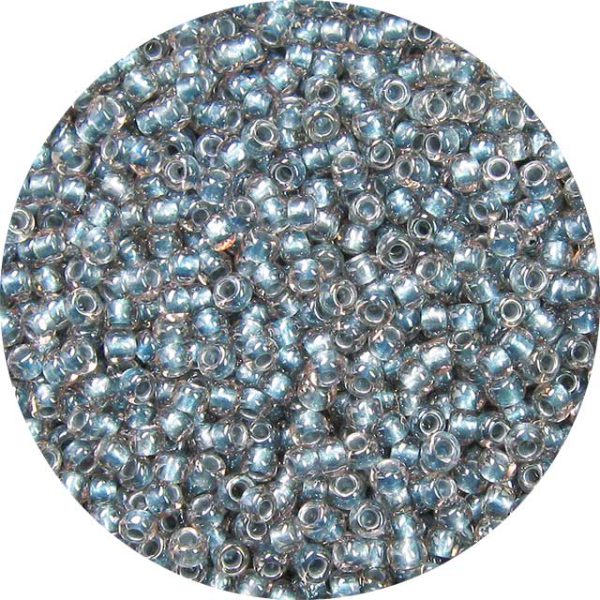 8/0 Japanese Seed Bead, Metallic Blue Lined Light Rose