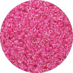 8/0 Japanese Seed Bead, Dark Pink Lined Crystal