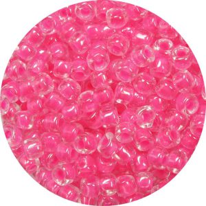 8/0 Japanese Seed Bead, Hot Pink Lined Crystal