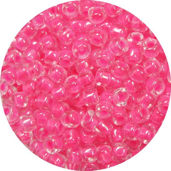 8/0 Japanese Seed Bead, Hot Pink Lined Crystal