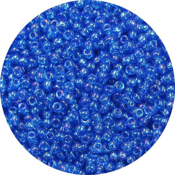 8/0 Japanese Seed Bead, Transparent Vibrant Aqua Blue AB**