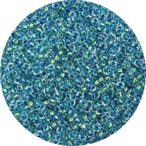 8/0 Japanese Seed Bead, Dichroic Emerald-Denim Lined Crystal