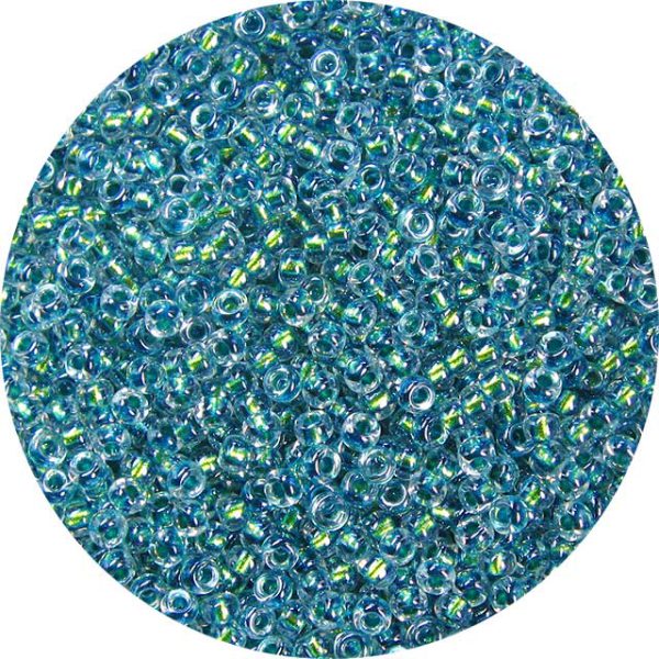 8/0 Japanese Seed Bead, Dichroic Emerald-Denim Lined Crystal