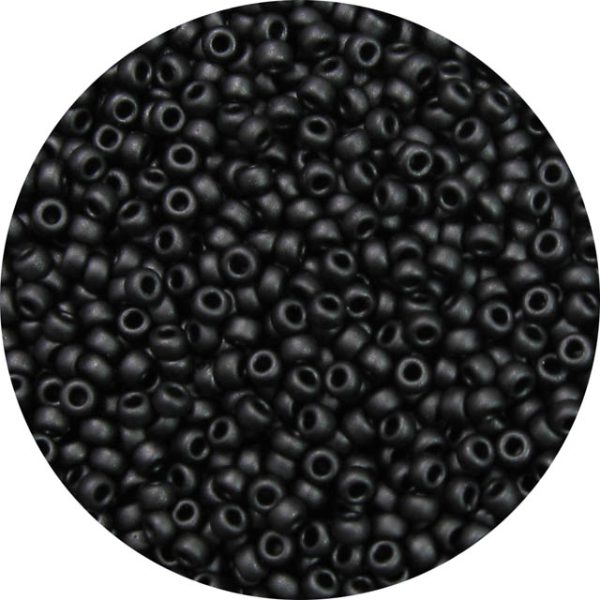 8/0 Japanese Seed Bead, Frosted Opaque Black