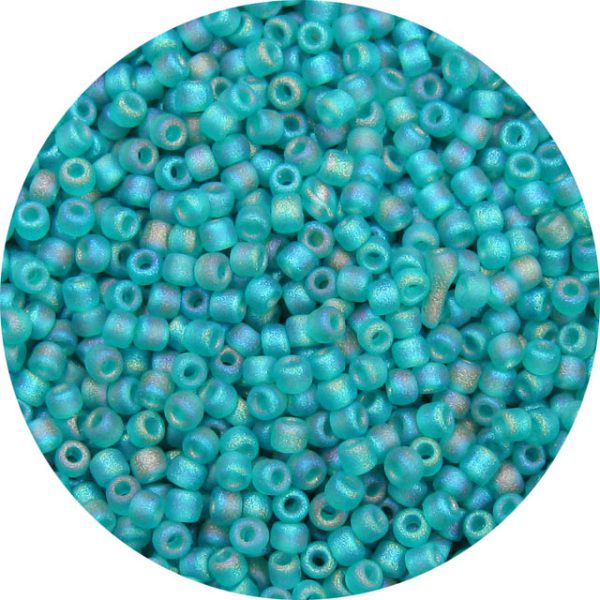 8/0 Japanese Seed Bead, Frosted Transparent Aqua Green AB