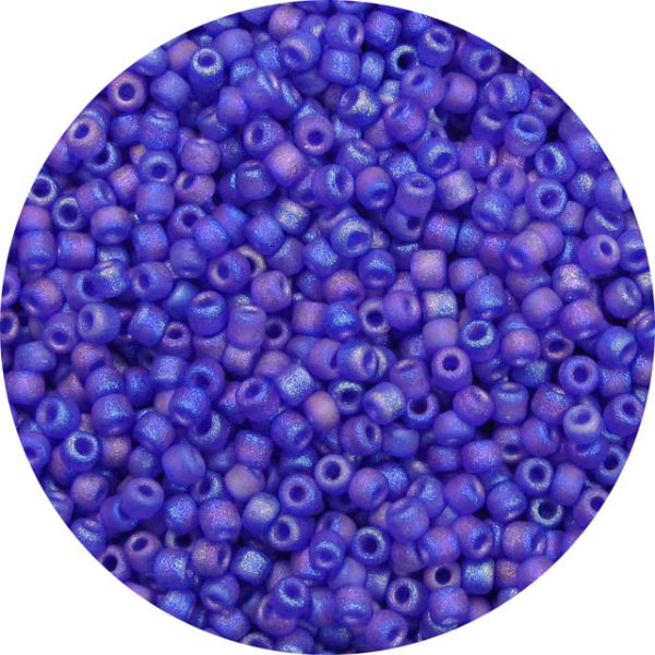 8/0 Japanese Seed Bead, Frosted Transparent Cobalt Blue AB