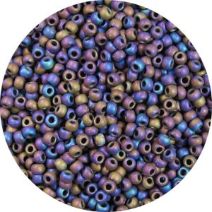 8/0 Japanese Seed Bead, Frosted Metallic Oil Slick