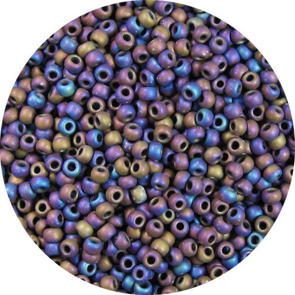 8/0 Japanese Seed Bead, Frosted Metallic Oil Slick