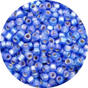 8/0 Japanese Seed Bead, Frosted Silver Lined Sapphire Blue AB