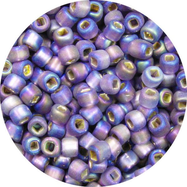 8/0 Japanese Seed Bead, Frosted Silver Lined Amethyst AB
