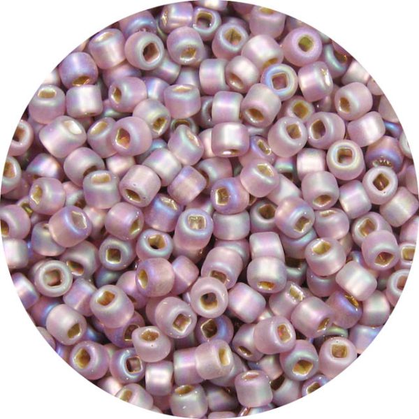 8/0 Japanese Seed Bead, Frosted Silver Lined Light Amethyst AB