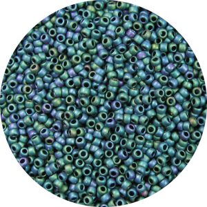 Japanese Seed Bead, Frosted Metallic Aqua Denim AB
