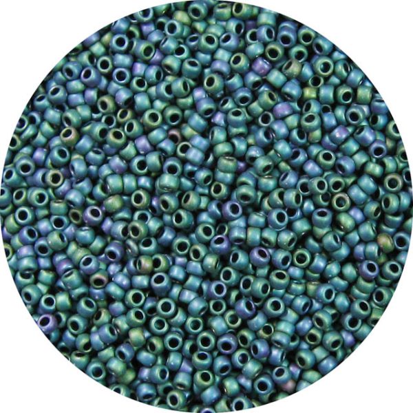 8/0 Japanese Seed Bead, Frosted Metallic Aqua Denim AB