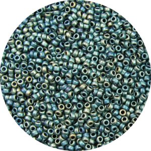 8/0 Japanese Seed Bead, Frosted Metallic Golden Teal AB