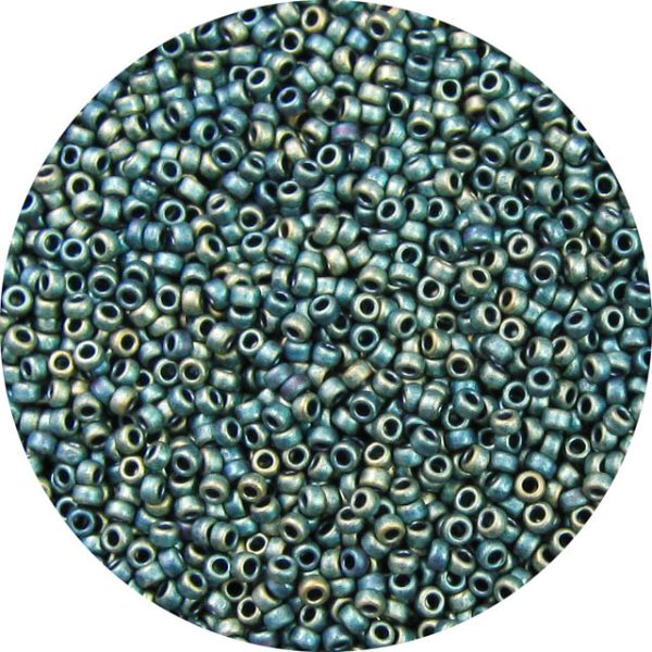 Japanese Seed Bead, Frosted Metallic Golden Teal AB