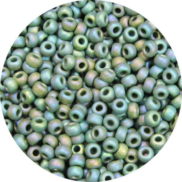 8/0 Japanese Seed Bead, Frosted Opaque Light Sage AB