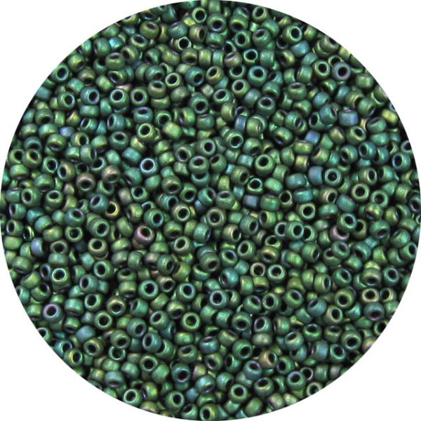 8/0 Japanese Seed Bead, Frosted Metallic Hunter Teal AB