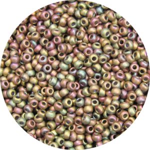 8/0 Japanese Seed Bead, Frosted Metallic Rosy Olive AB