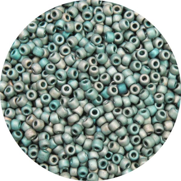 8/0 Japanese Seed Bead, Frosted Metallic Hazy Turquoise AB