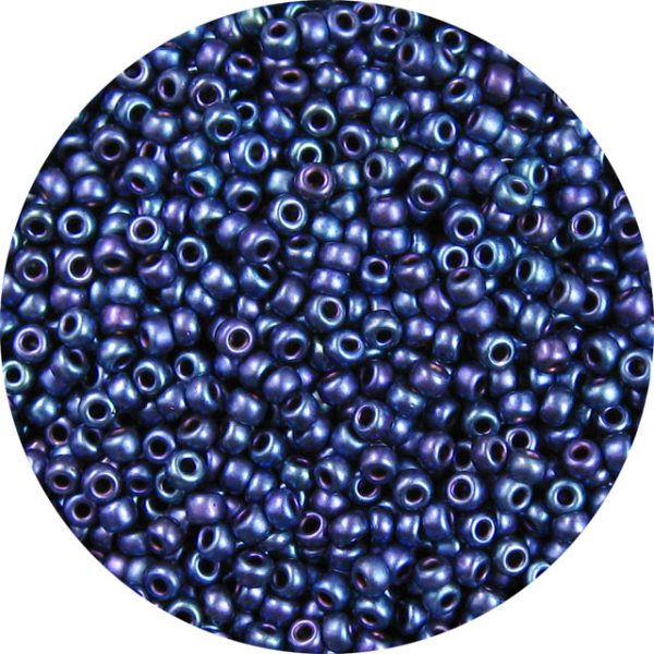 8/0 Japanese Seed Bead, Frosted Metallic Midnight Blue AB
