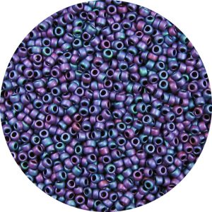 8/0 Japanese Seed Bead, Frosted Metallic Plum AB
