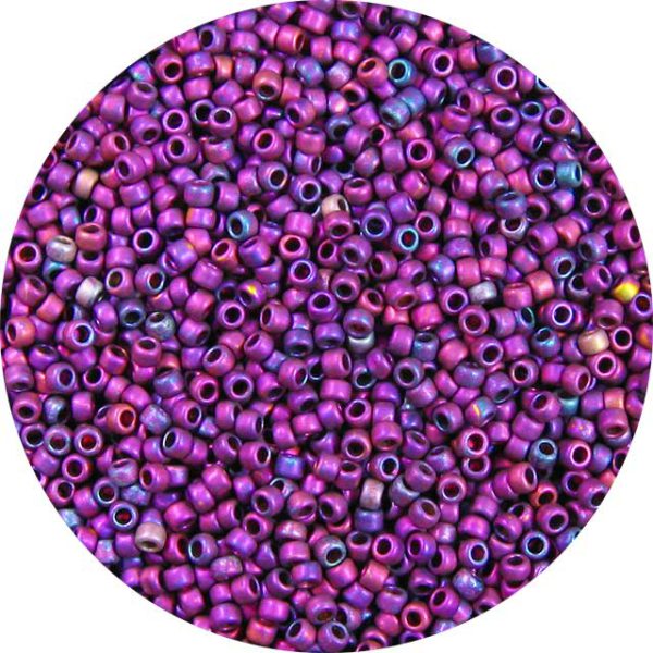 8/0 Japanese Seed Bead, Frosted Metallic Fuchsia AB*