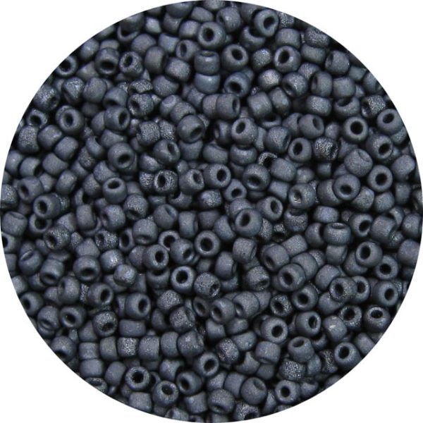 8/0 Japanese Seed Bead, Frosted Metallic Gunmetal