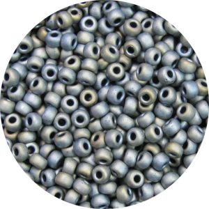 8/0 Japanese Seed Bead, Frosted Metallic Gunmetal Iris