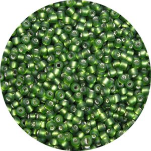 8/0 Japanese Seed Bead, Frosted Silver Lined Dark Olivine