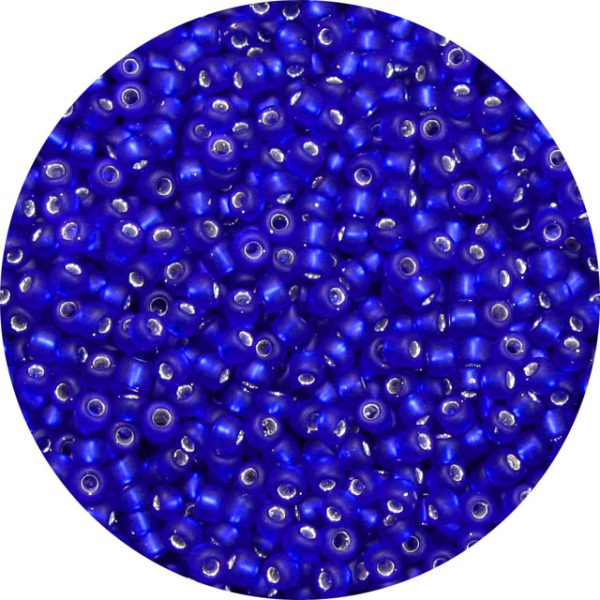 8/0 Japanese Seed Bead, Frosted Silver Lined Cobalt Blue