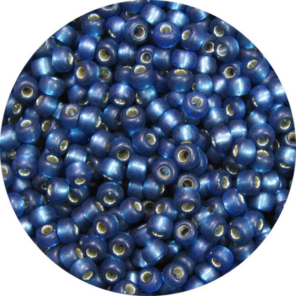 8/0 Japanese Seed Bead, Frosted Silver Lined Denim Blue*